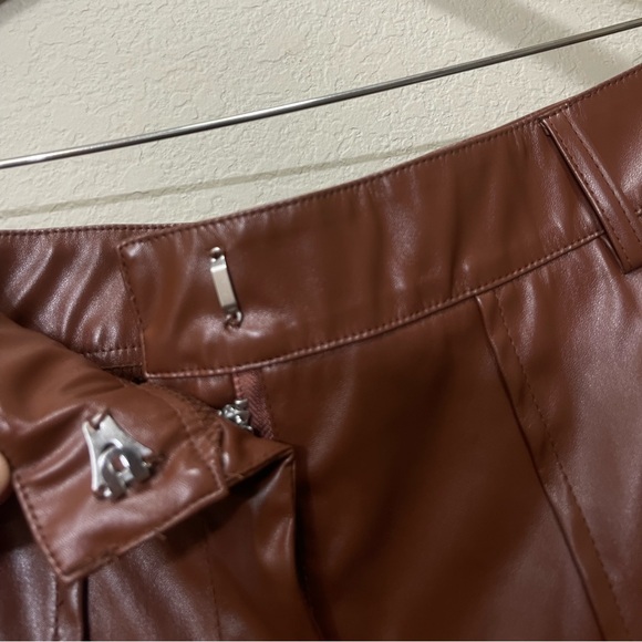 Brown faux leather pants - Picture 3 of 5